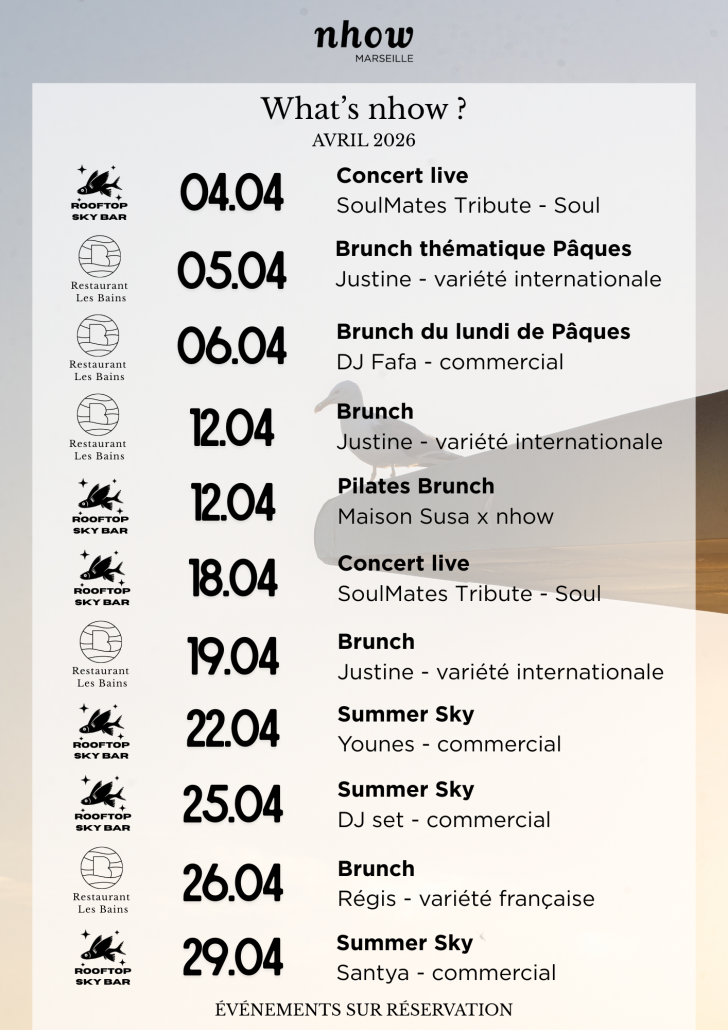 nhow Marseille - april calendar 2026